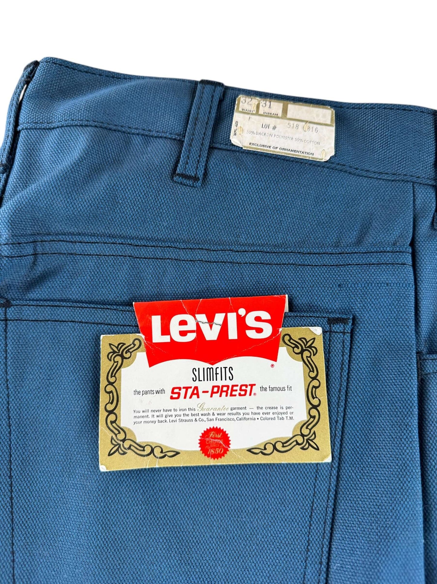 NOS Tag on Vintage NOS Levis StaPrest Trousers W32 (Fits W30)