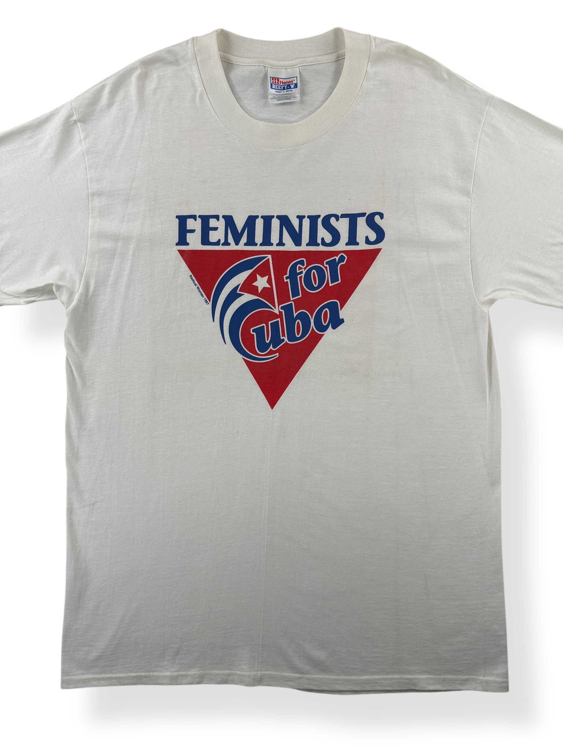 Front Close Up of Vintage Feminists for Cuba Tee SZ L