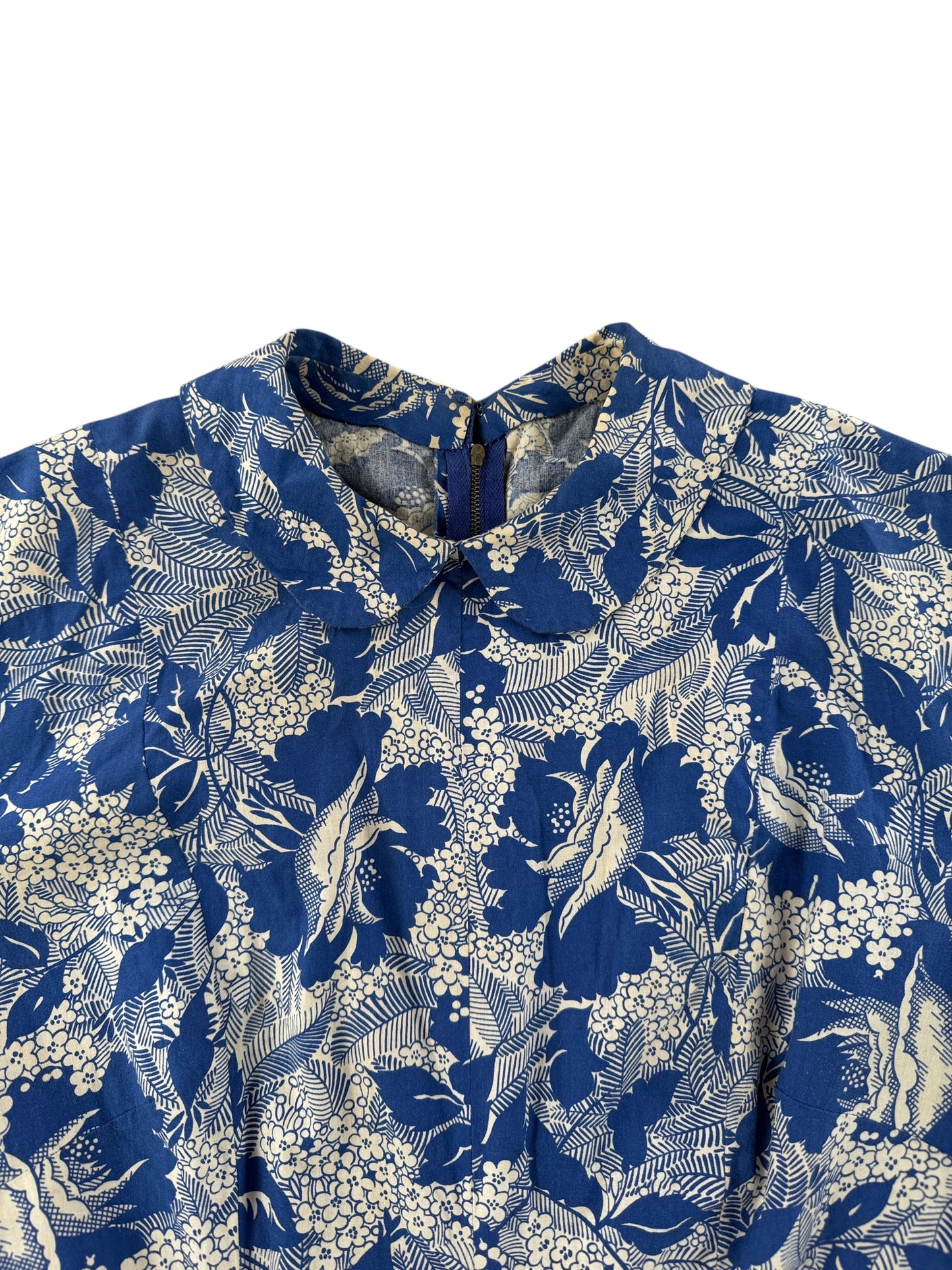 Collar on Vintage Blue Floral Cotton Micro Mini SZ S/M