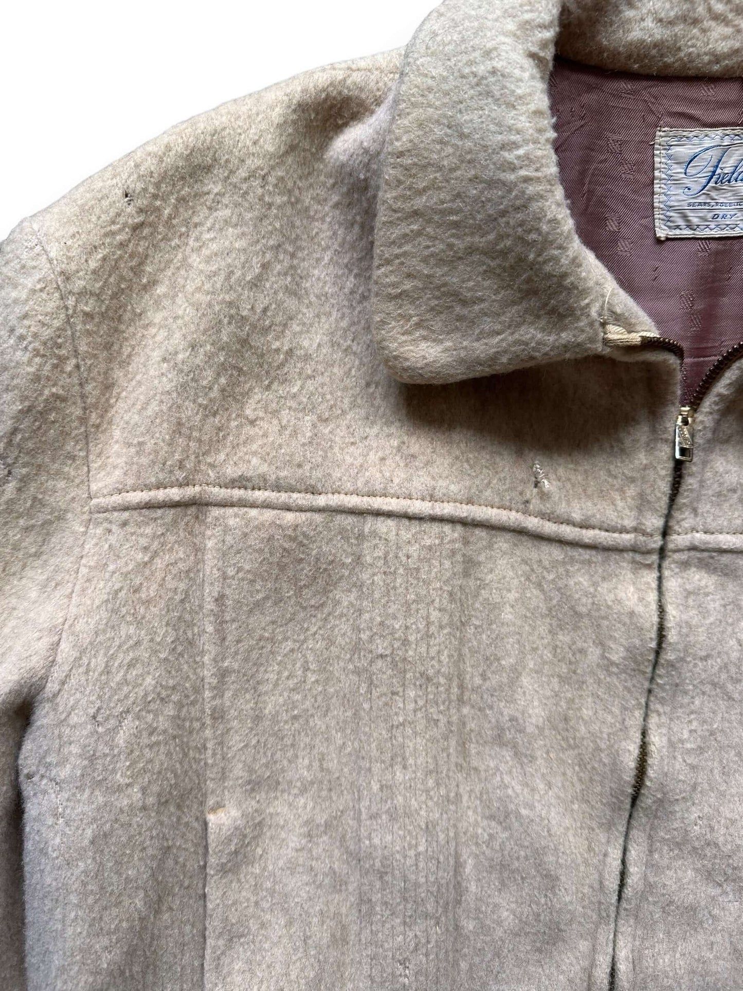 Front Right Shoulder View of Vintage Fieldmaster Wool Jacket SZ L | Vintage Wool Jacket Seattle  | Seattle Vintage Clothing