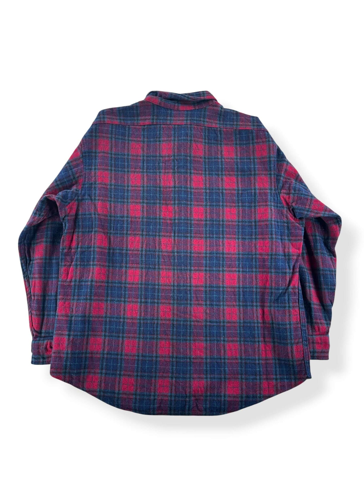 Back of Vintage Navy & Burgundy Pendleton Flannel SZ XL (Fits L)