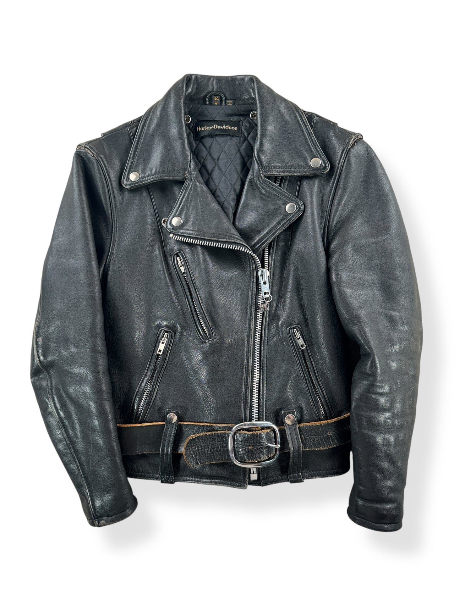 Front of Vintage Women's Harley Davidson Leather Jacket SZ 34