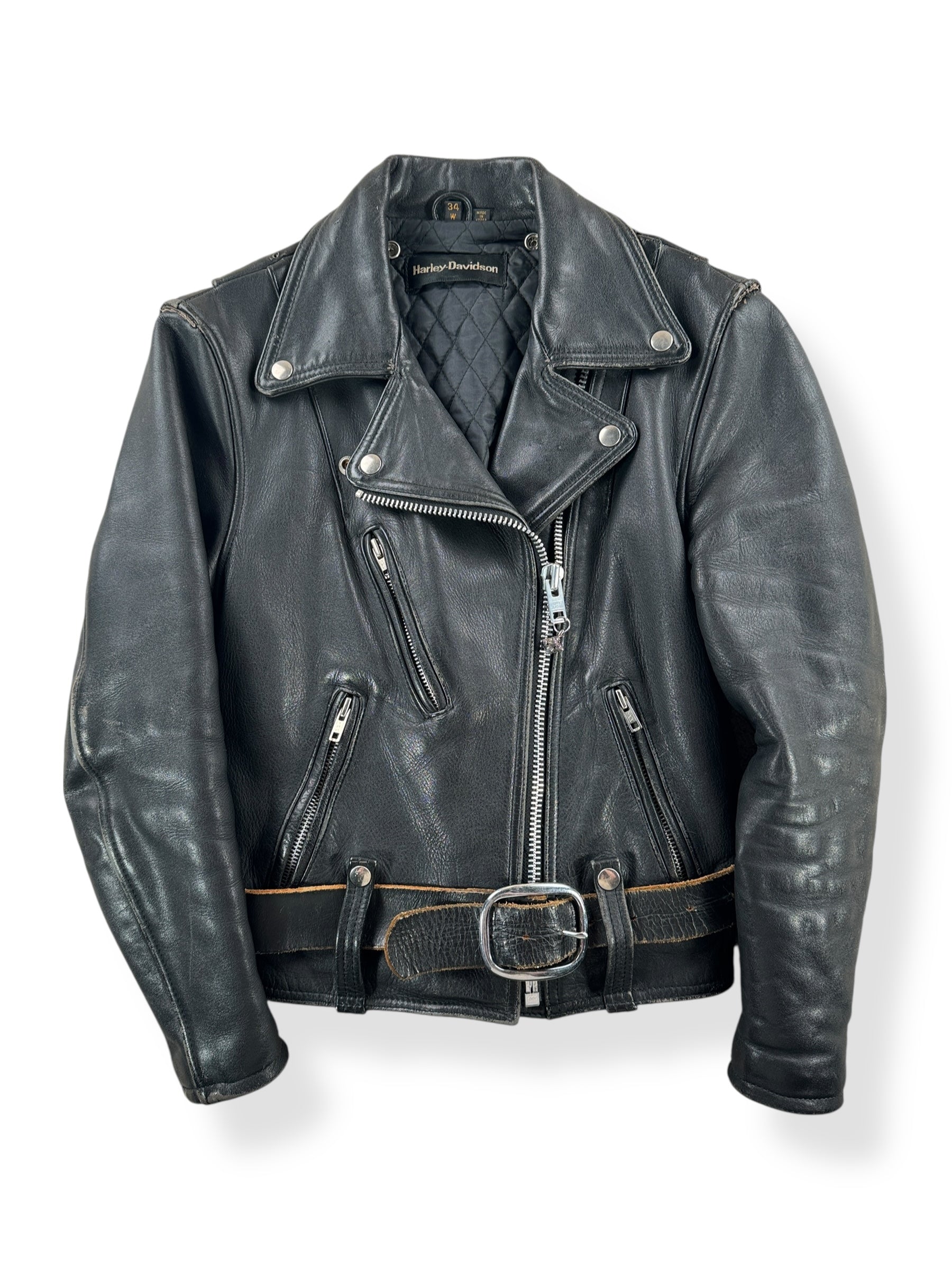 Front of Vintage Women's Harley Davidson Leather Jacket SZ 34