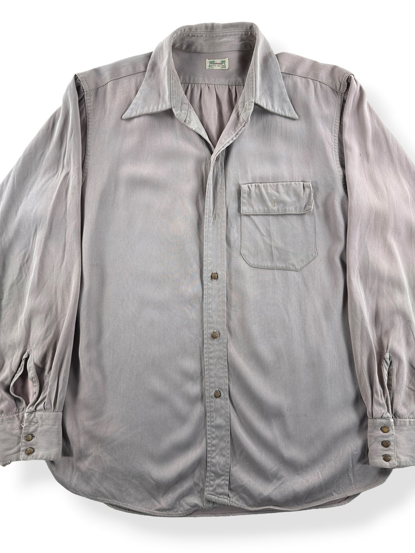 Front Close Up of Vintage Towncraft Gabardine Shirt SZ M AS IS