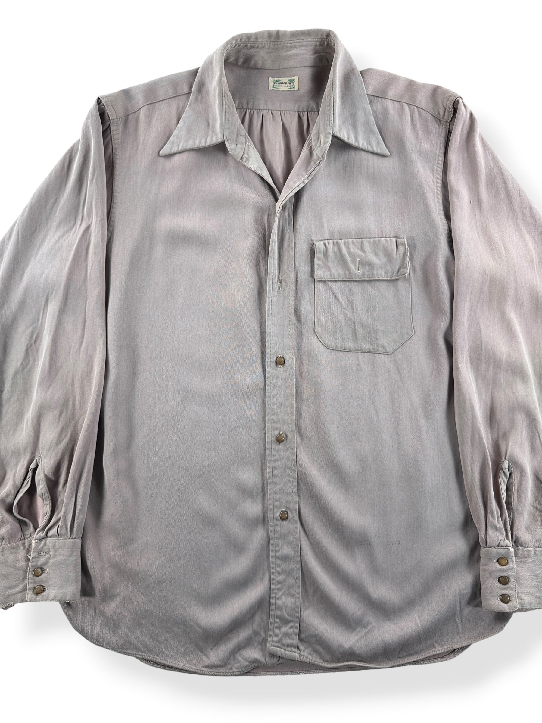 Front Close Up of Vintage Towncraft Gabardine Shirt SZ M AS IS