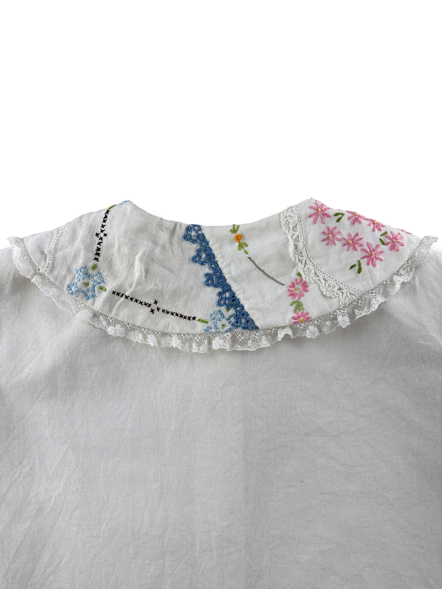Back of collar on Vintage KAS Embroidered Blouse SZ M