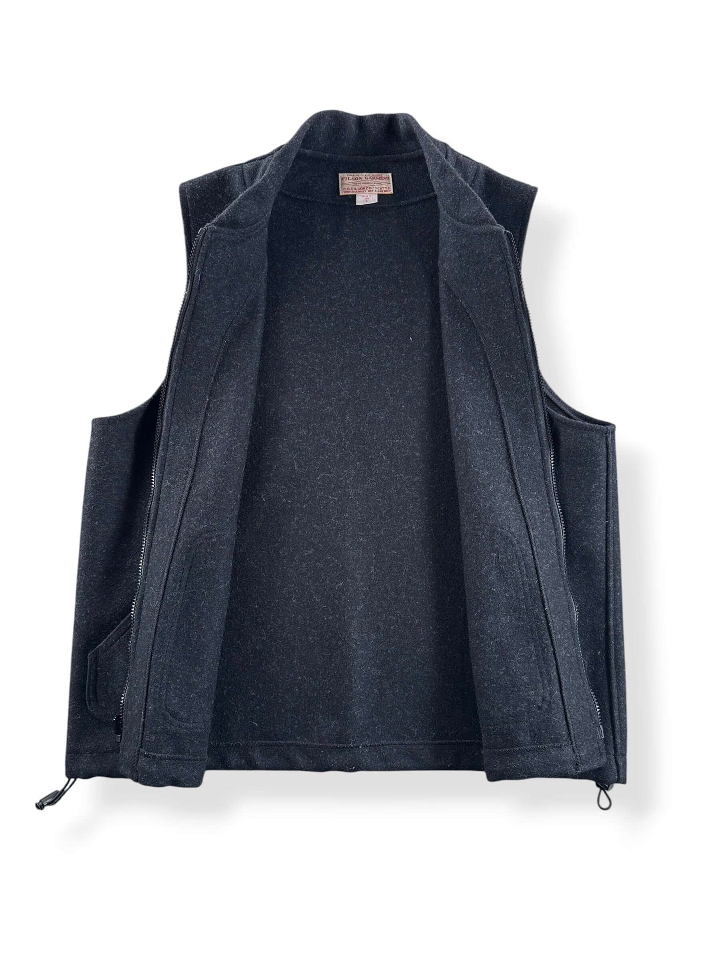 Inside of Filson Wool Zip Vest SZ L