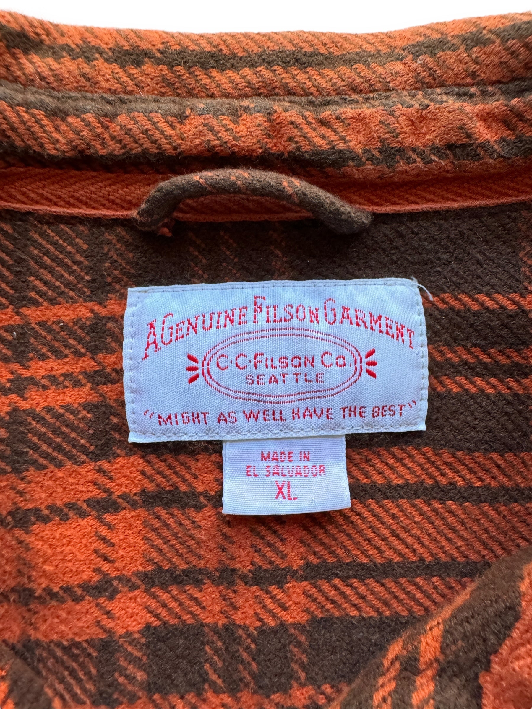 tag on Modern Filson Cotton Flannel SZ XL