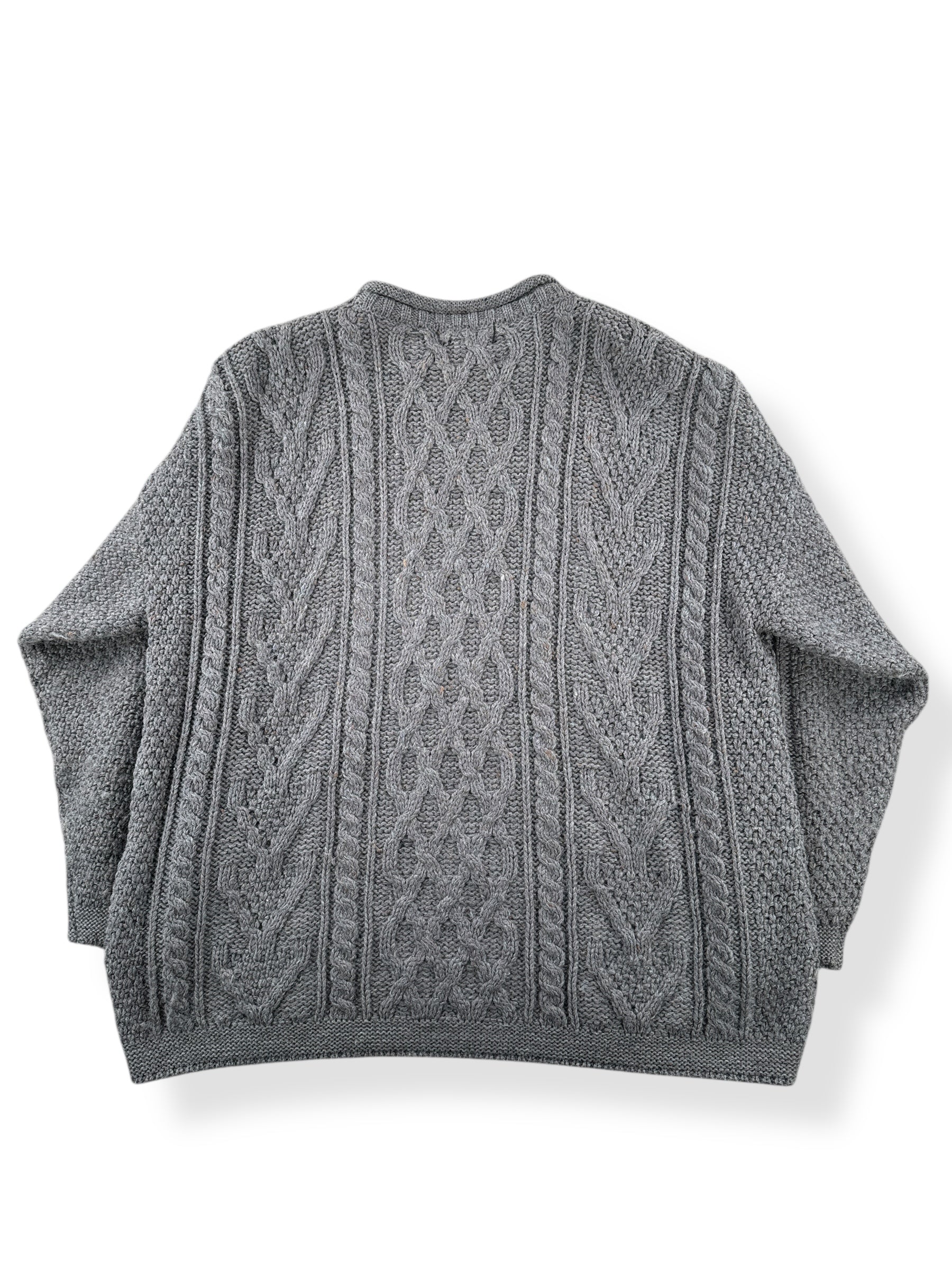 Back of Vintage Doogan Grey Irish Wool Fishermans Sweater SZ XL