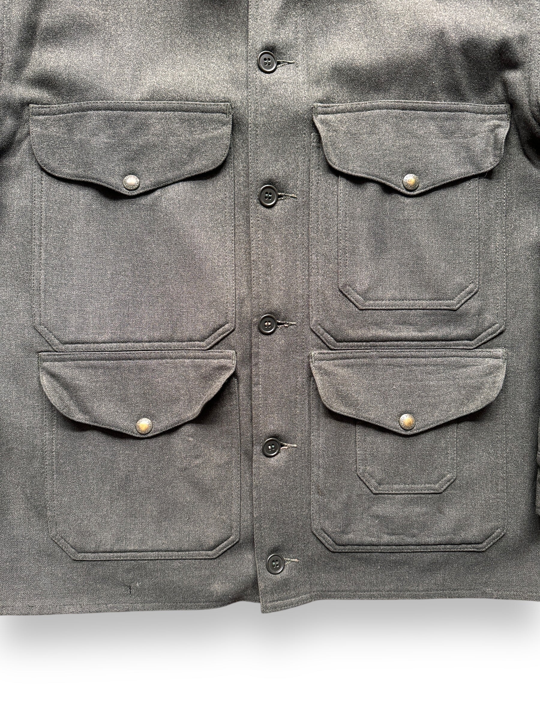 Front Chest Detail on Vintage Union Made Filson Wool Cruiser SZ 44