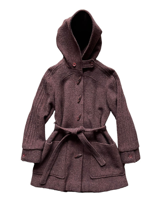 Full front view of Vintage 1970s Luba Wool Hooded Coat SZ S-M | Seattle True Vintage | Barn Owl Vintage Coats