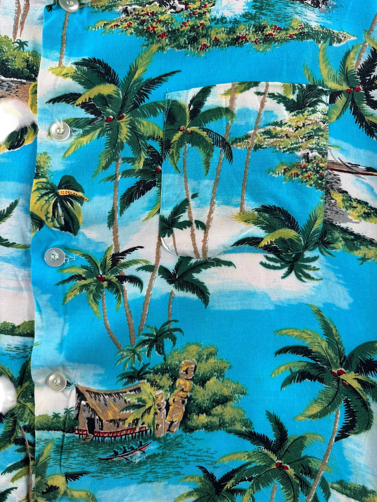 Pattern on Vintage Kuonakakai Aloha Shirt SZ L