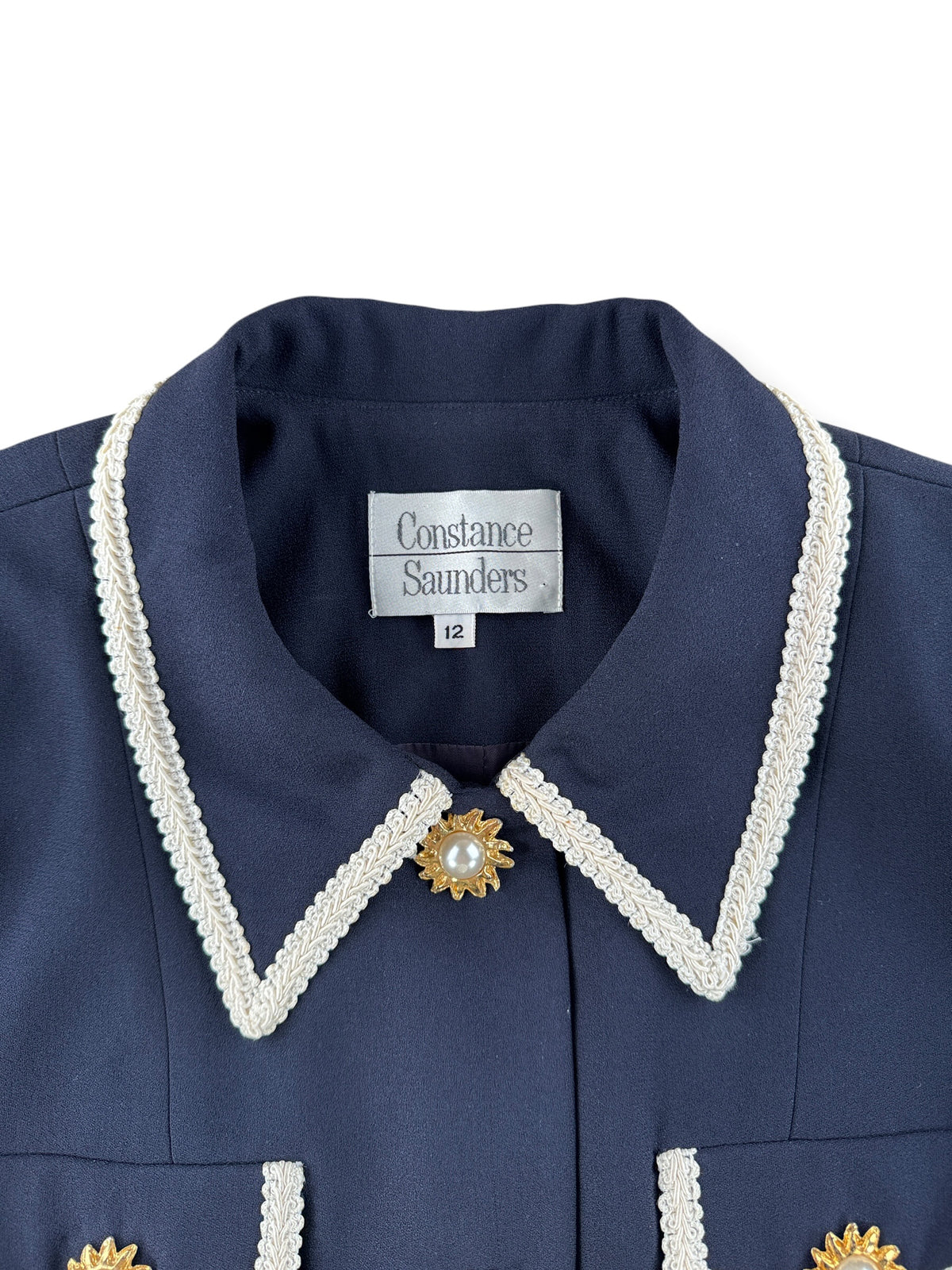 Collar on Vintage Designer Blazer with Amazing Pearly Sunburst Buttons SZ M/L