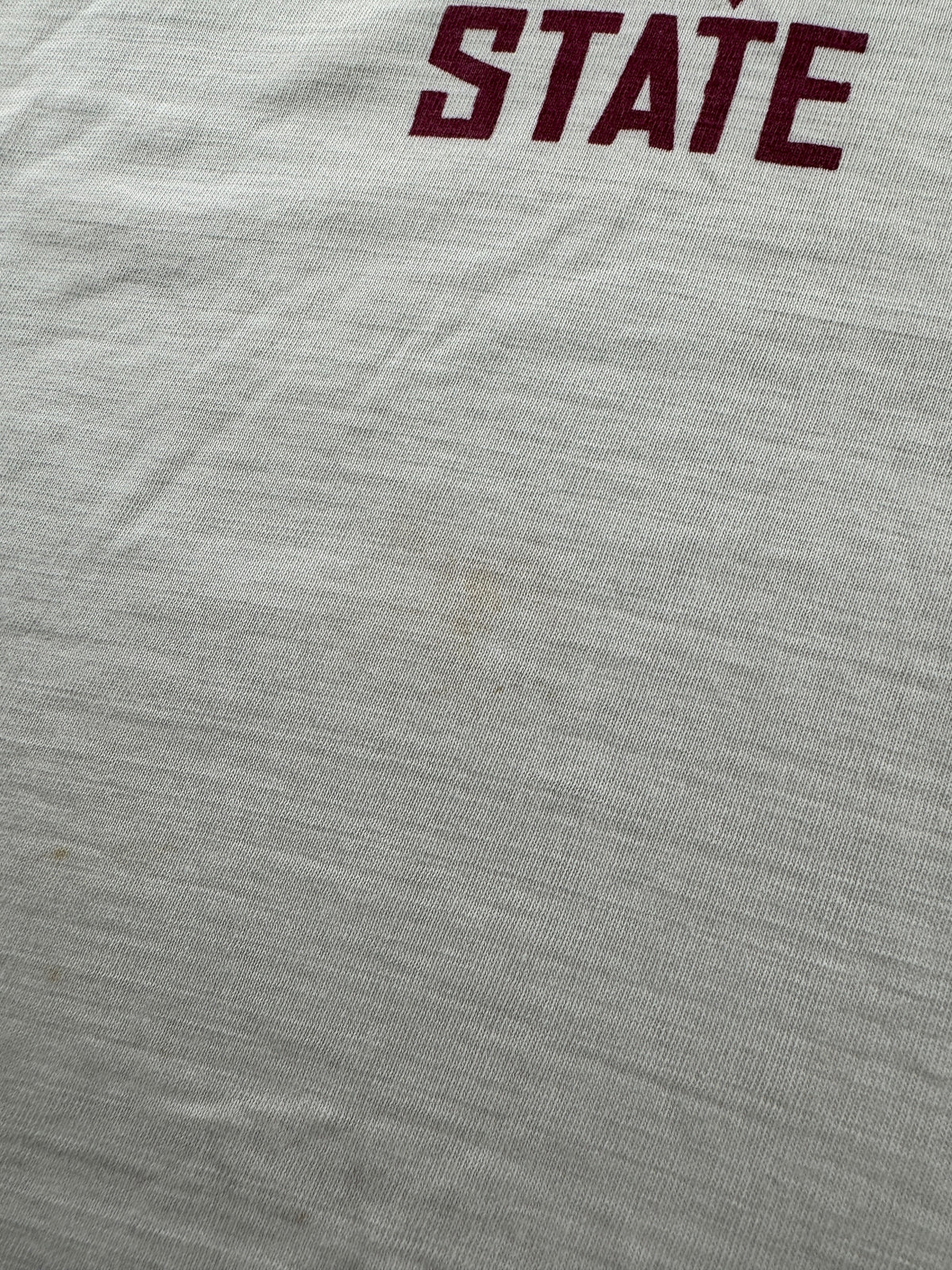 Minor staining on front of Vintage 50s/60s Russell Southern WSU Tee SZ M