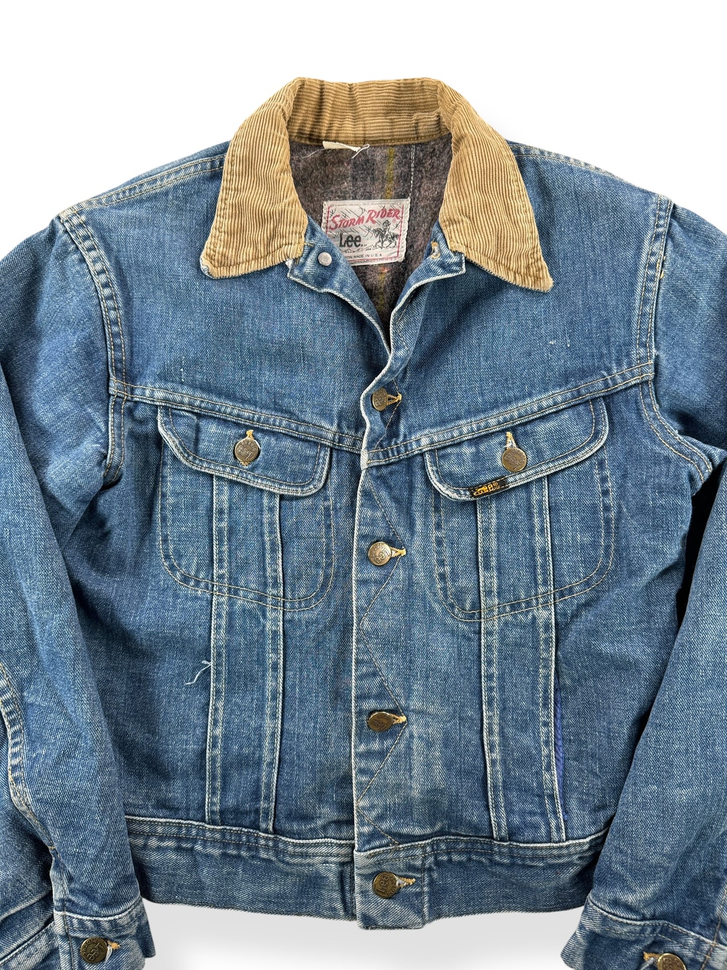 Front Close Up of Vintage 70s Era Lee Storm Rider Jacket SZ S