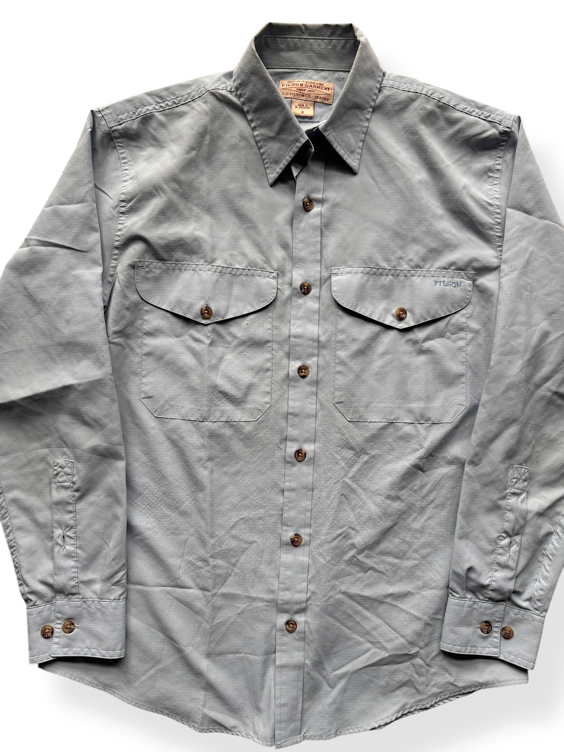 Front Close Up of Filson Lightweight Poly Nylon Shirt SZ S