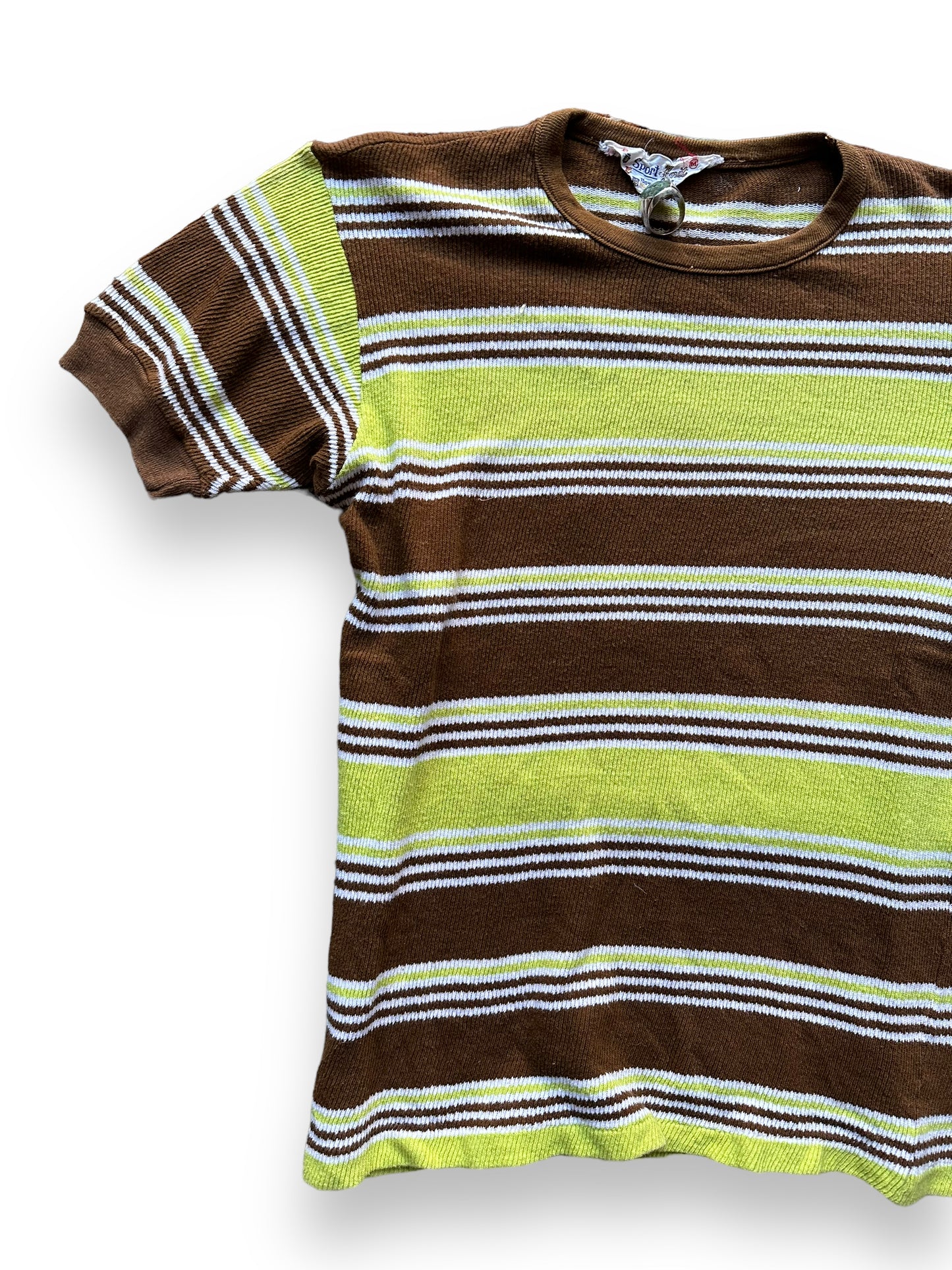 Front Right View of Vintage Sears Sport Knit Striped Cotton Top SZ M | Vintage Striped Shirts Seattle | Barn Owl Vintage Tees Seattle
