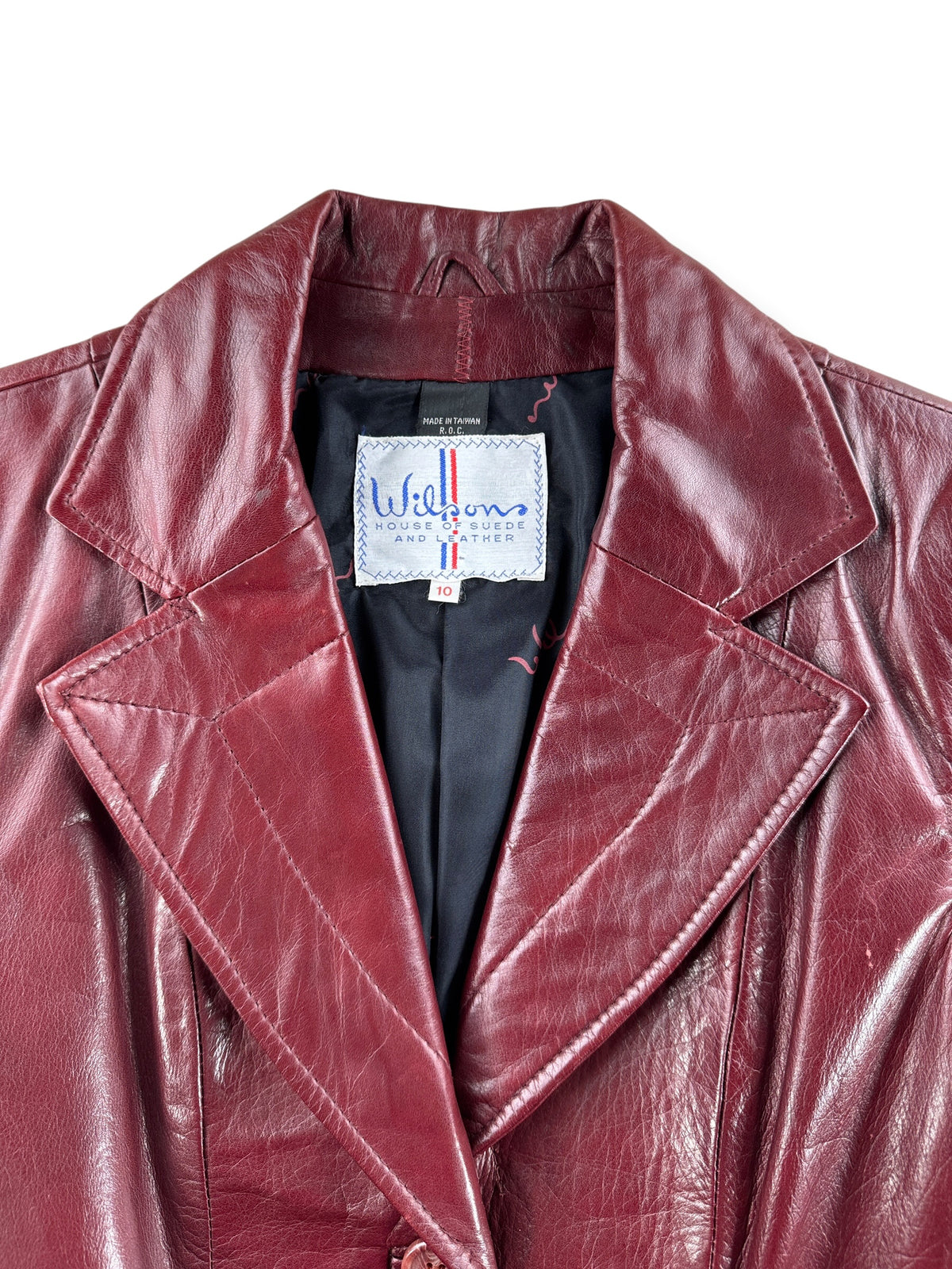 Lapel on Vintage Wilson's Leather Jacket SZ 10