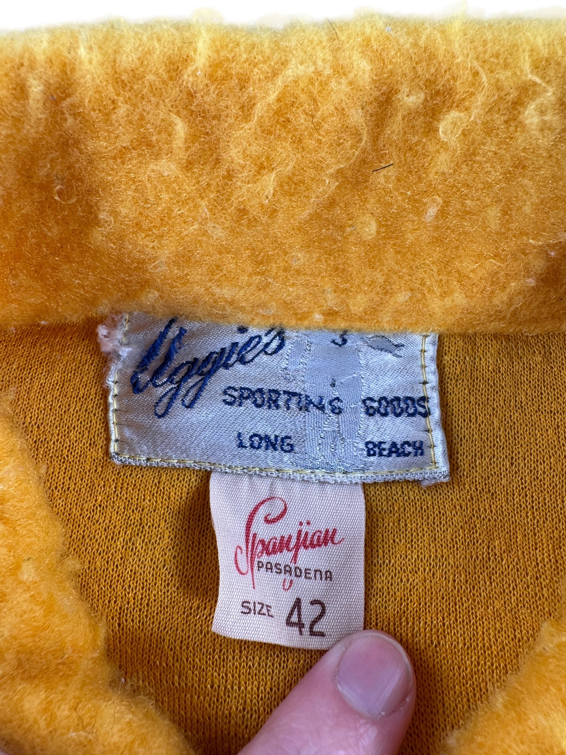 Label on Vintage Spanjian's L.B.S.C. Warm Up Jacket SZ 42 (Fits XL)