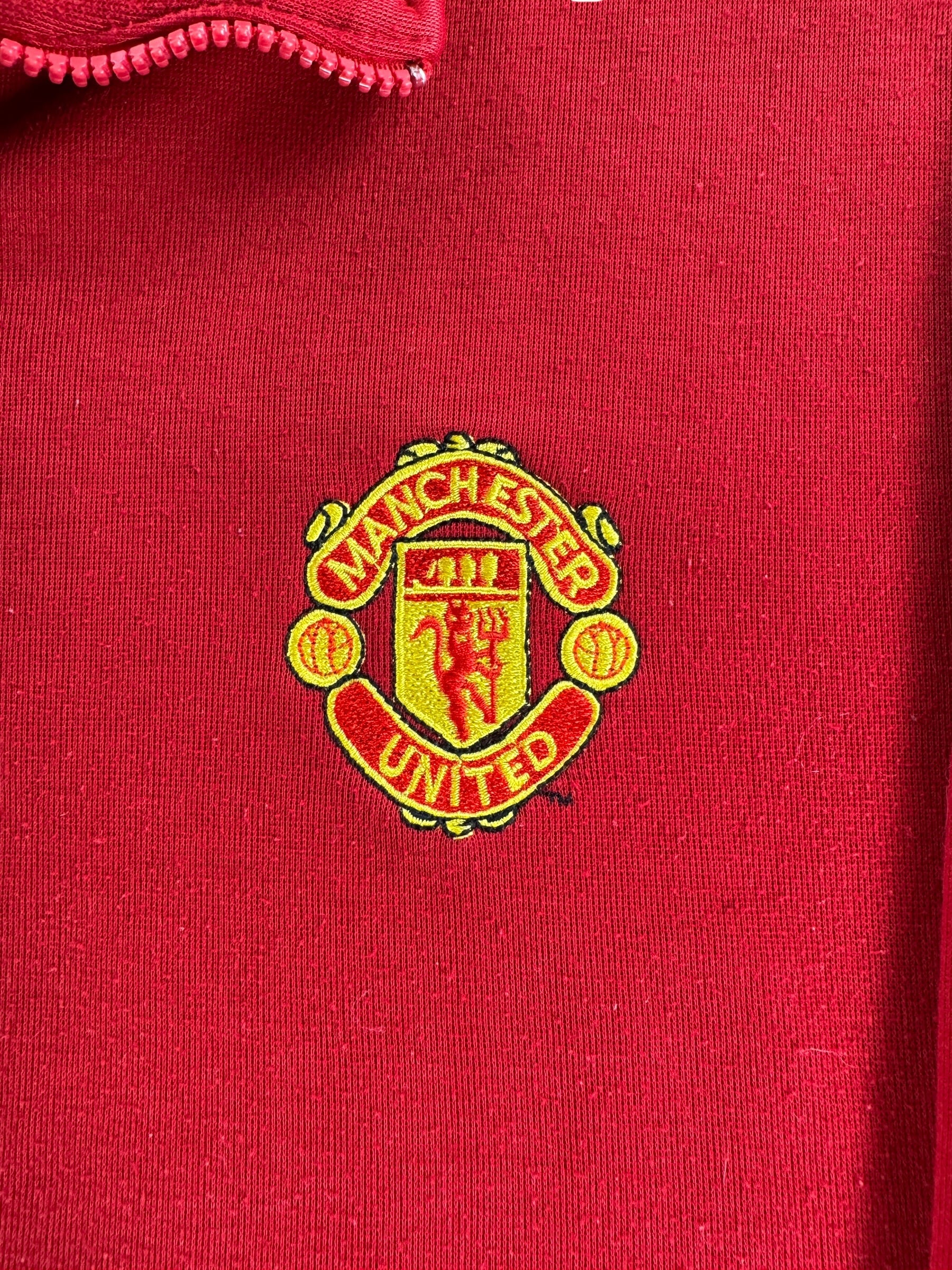 Embroidery on Vintage Man U Quarter Zip Crewneck SZ L