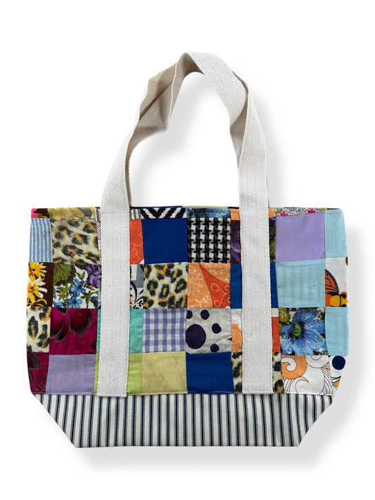 Side A of Archive Craft X Barn Owl Vintage Quilt Tote Bag