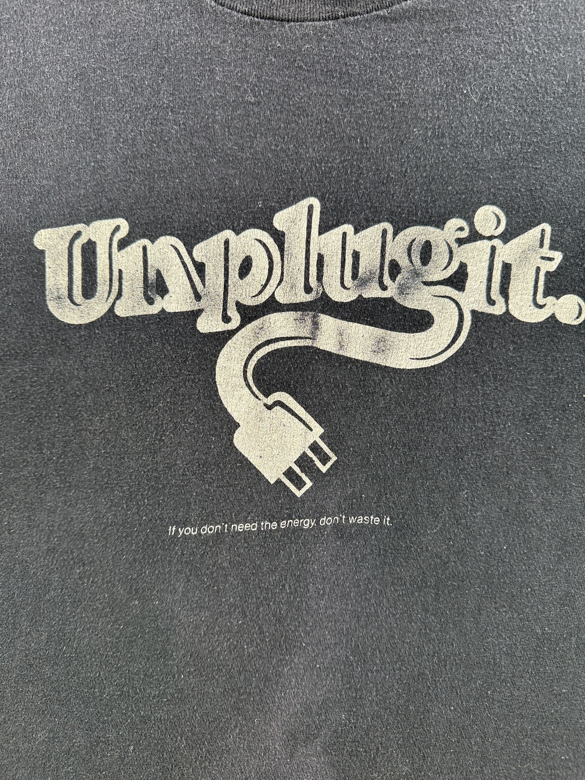 Front graphic on Vintage 80s Energy Conservation Tee SZ M (Fits S)