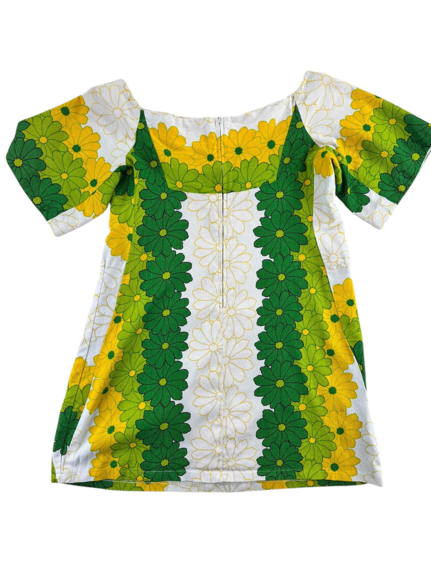 Back view of 1960s Ui-Maikai Hawaiian Mini Dress L