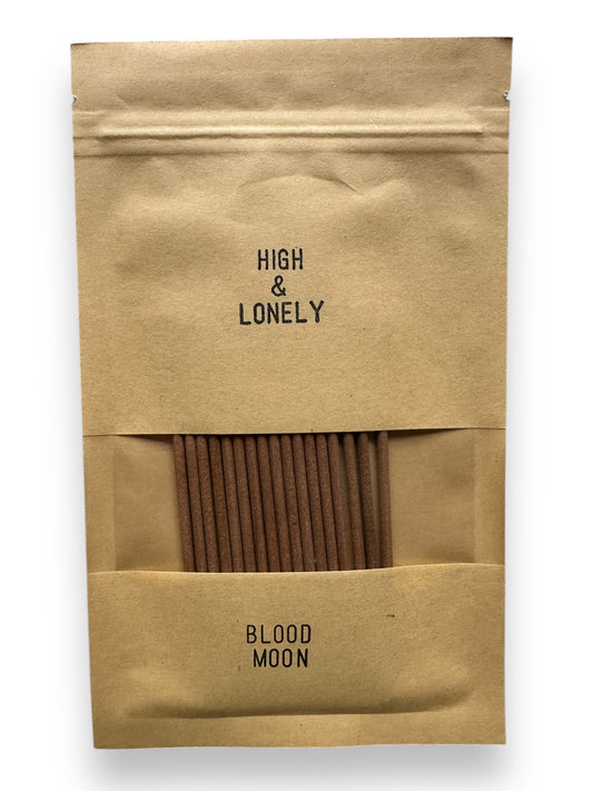 front of High & Lonely Blood Moon Incense