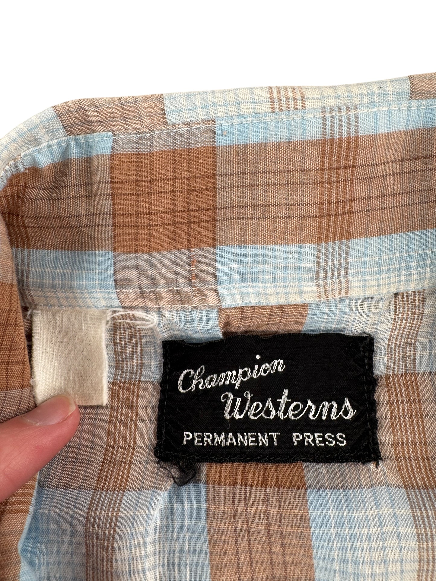 Tag on Vintage Champion Westerns Pearl Snap SZ L