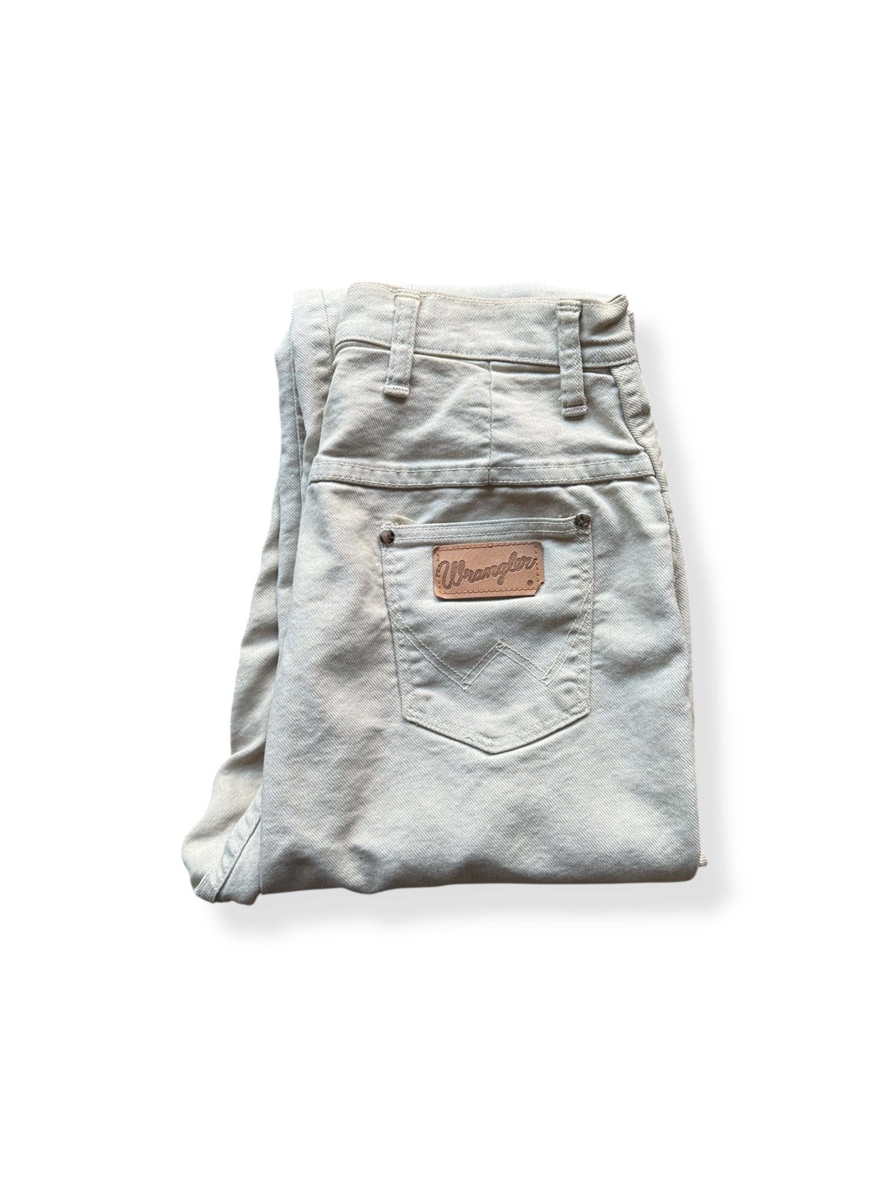 Folded Vintage Cream Colored Miss Wrangler Jeans W28