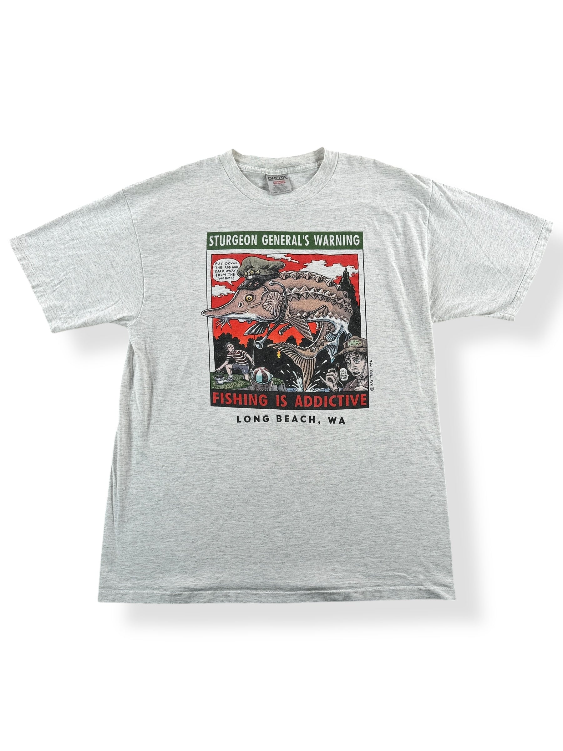 Front of Vintage Ray Troll Sturgeon General Tee SZ XL