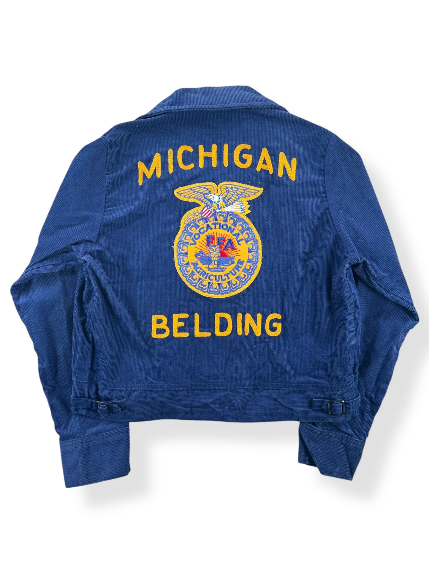 Back of Vintage Belding Michigan FFA Jacket SZ 38