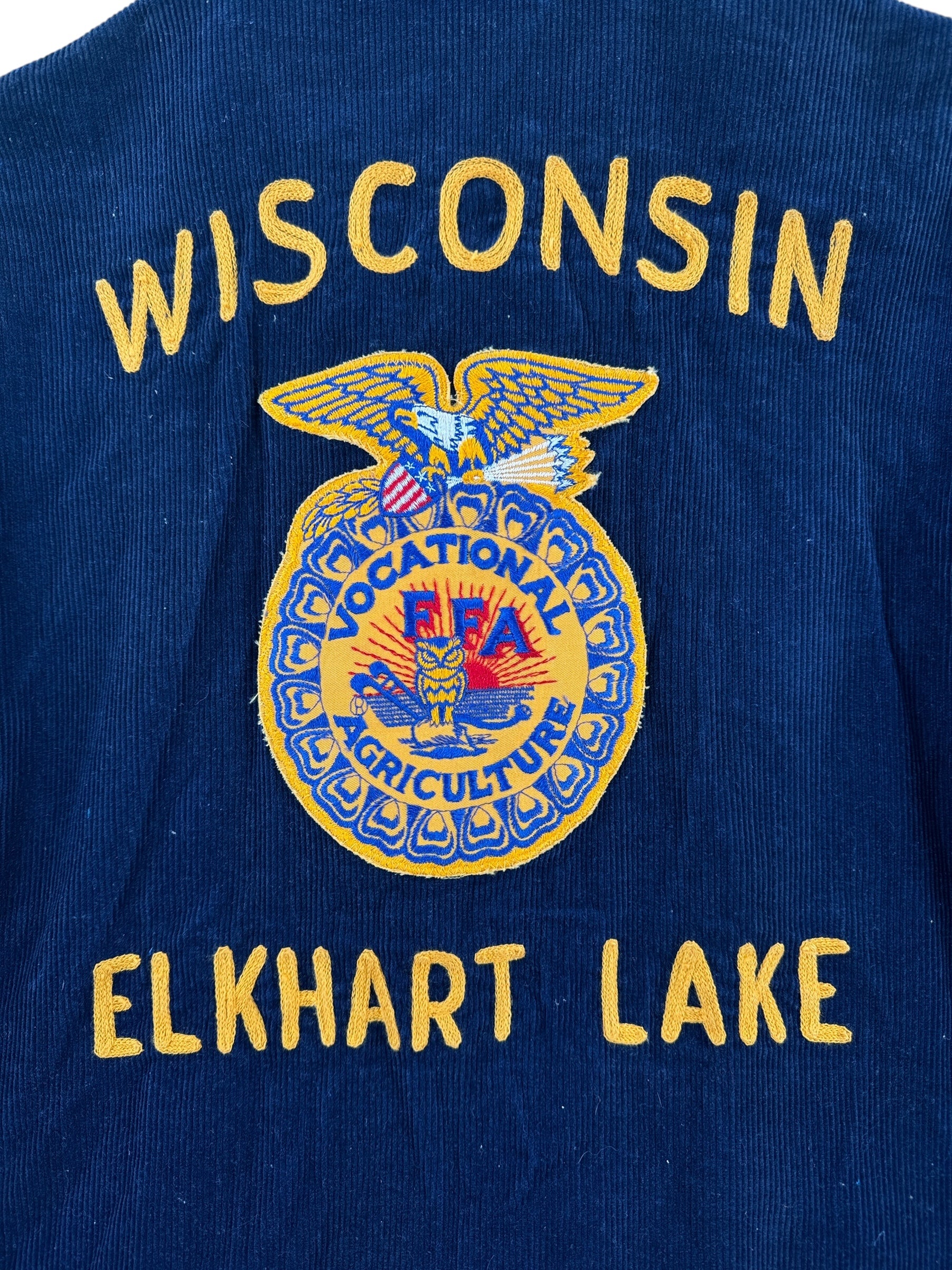 Back Patch on Vintage Elkhart Lake Wisconsin FFA Jacket SZ 38