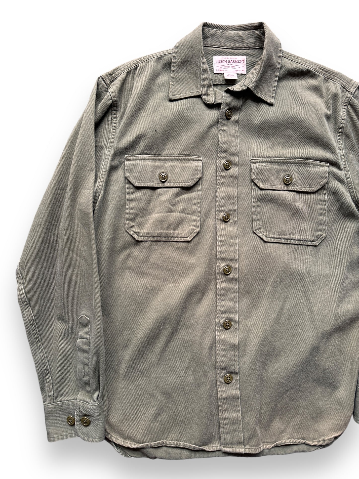 front right of Filson Twill Chino Shirt SZ S