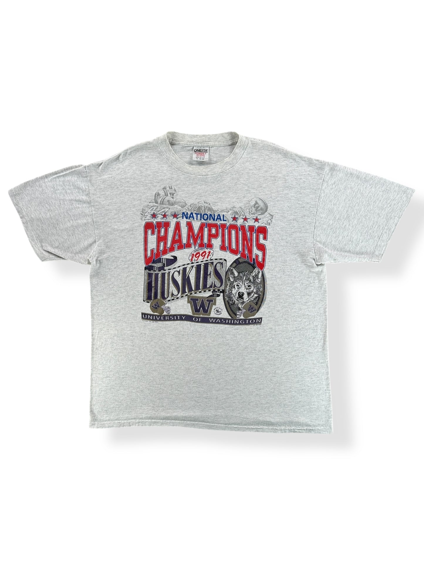Front of Vintage 1991 UW Huskies National Champs Tee SZ XL