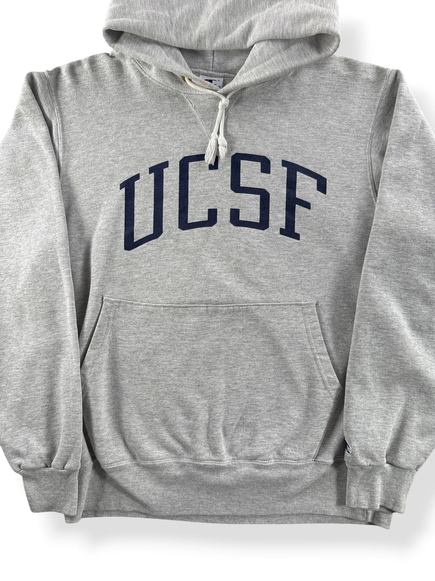 Front Close Up of Vintage Champion UCSF Hoodie SZ M
