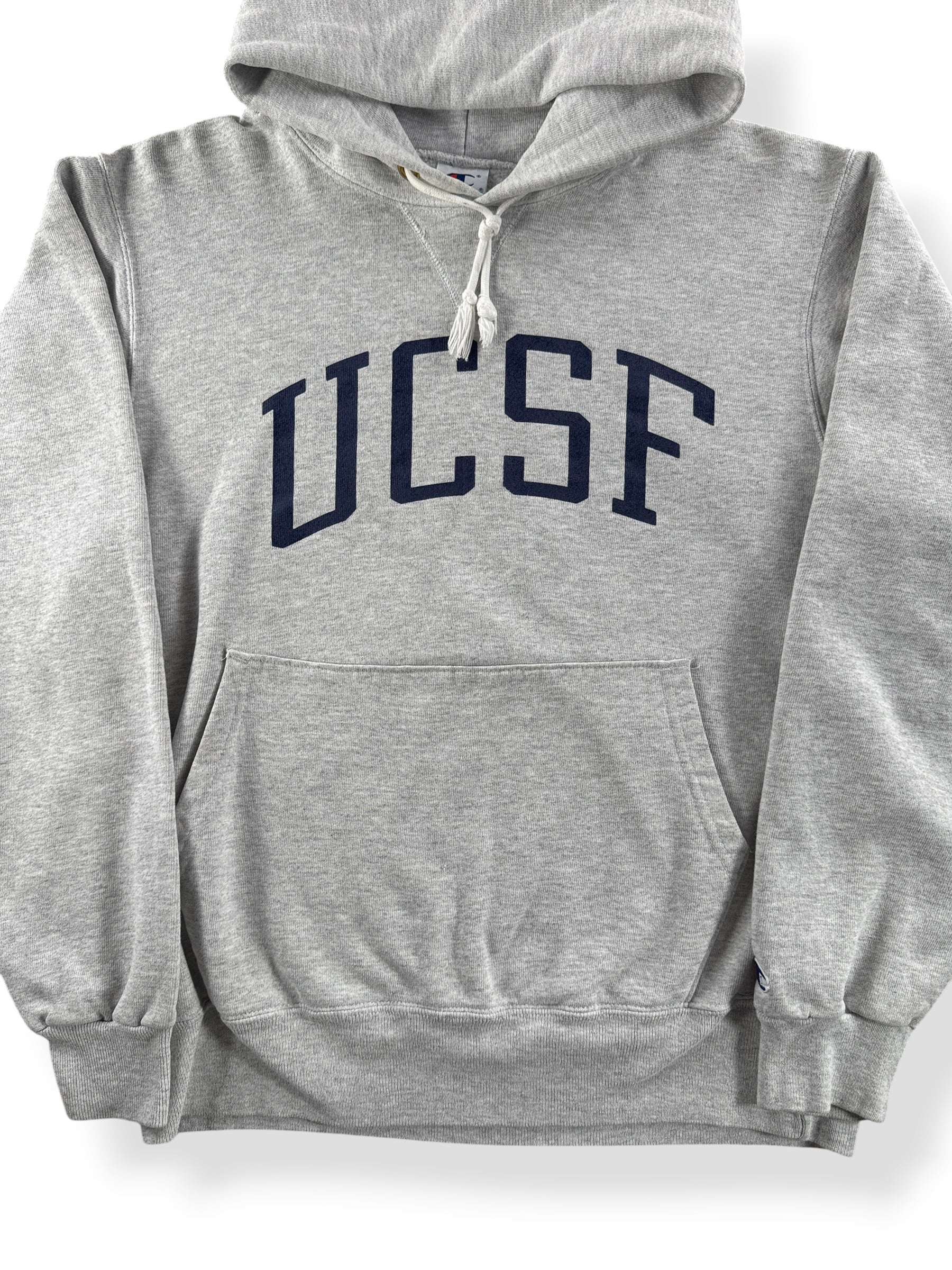 Front Close Up of Vintage Champion UCSF Hoodie SZ M