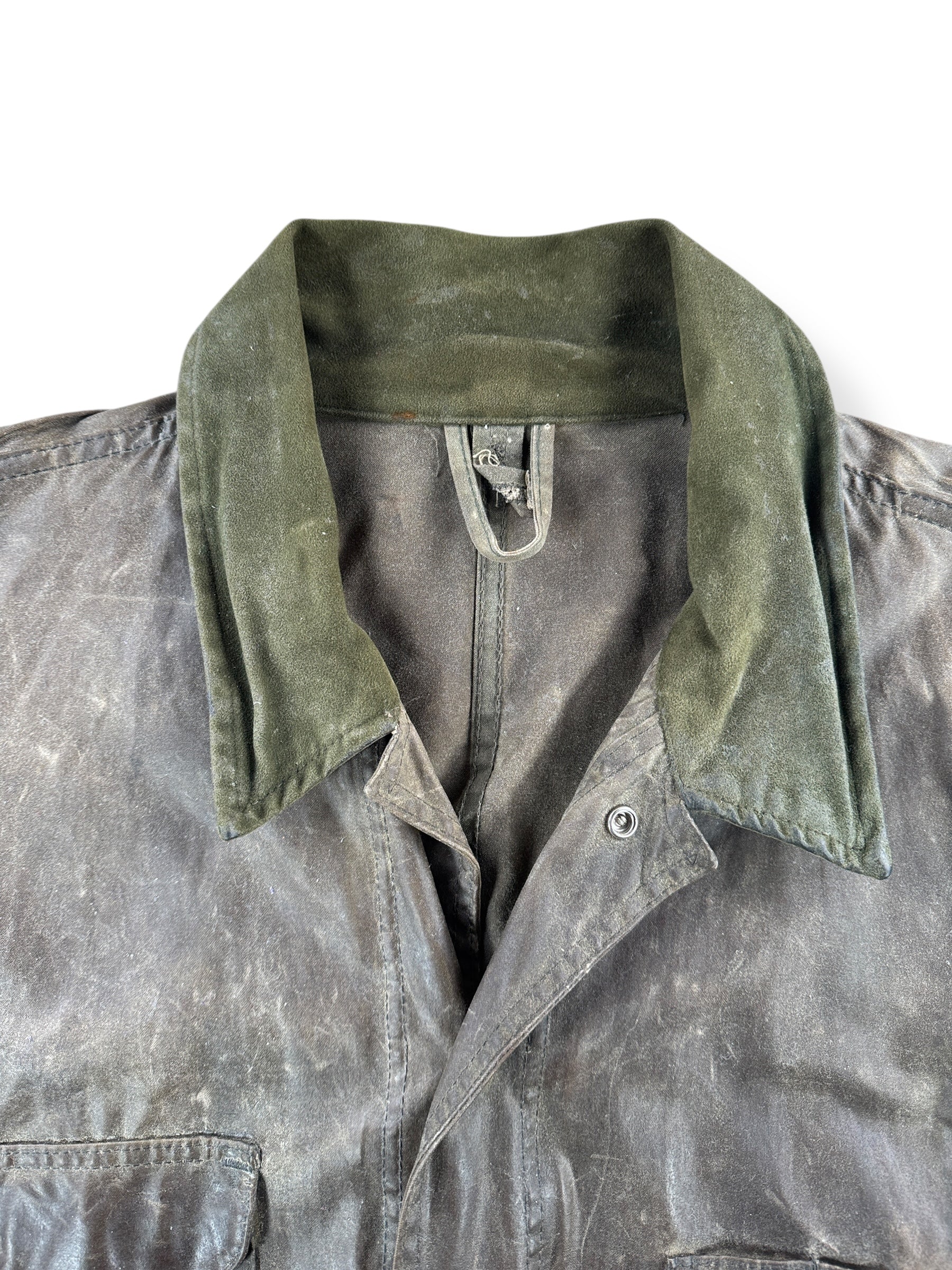Collar on Vintage Filson Waxed Tin Cloth Jacket SZ XXXL