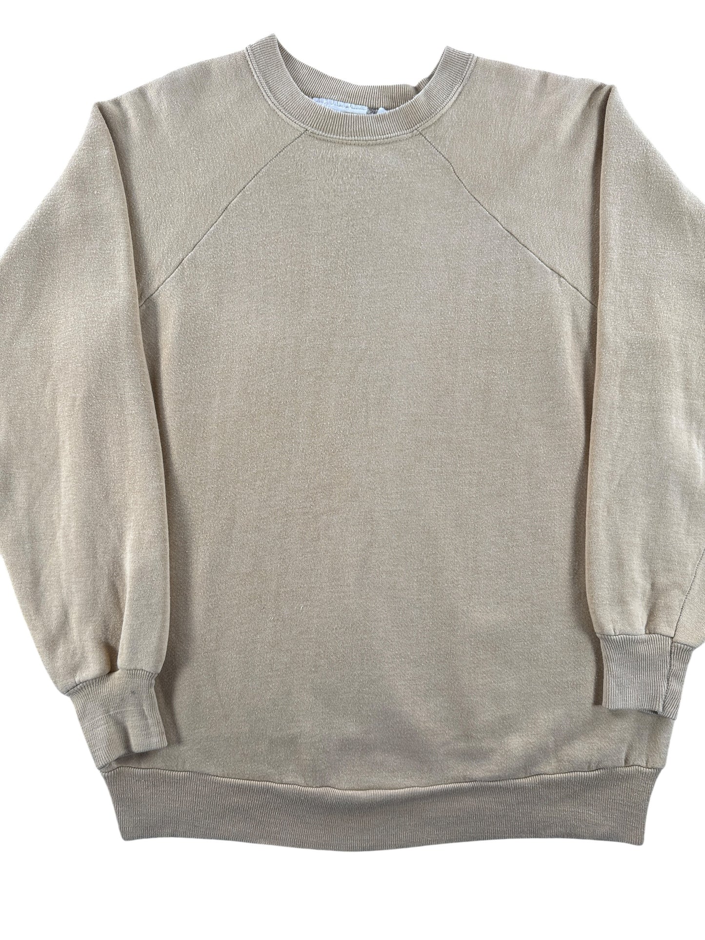 Front Close Up of Vintage Kingsroad Blank Beige Crewneck SZ XL (Fits M)