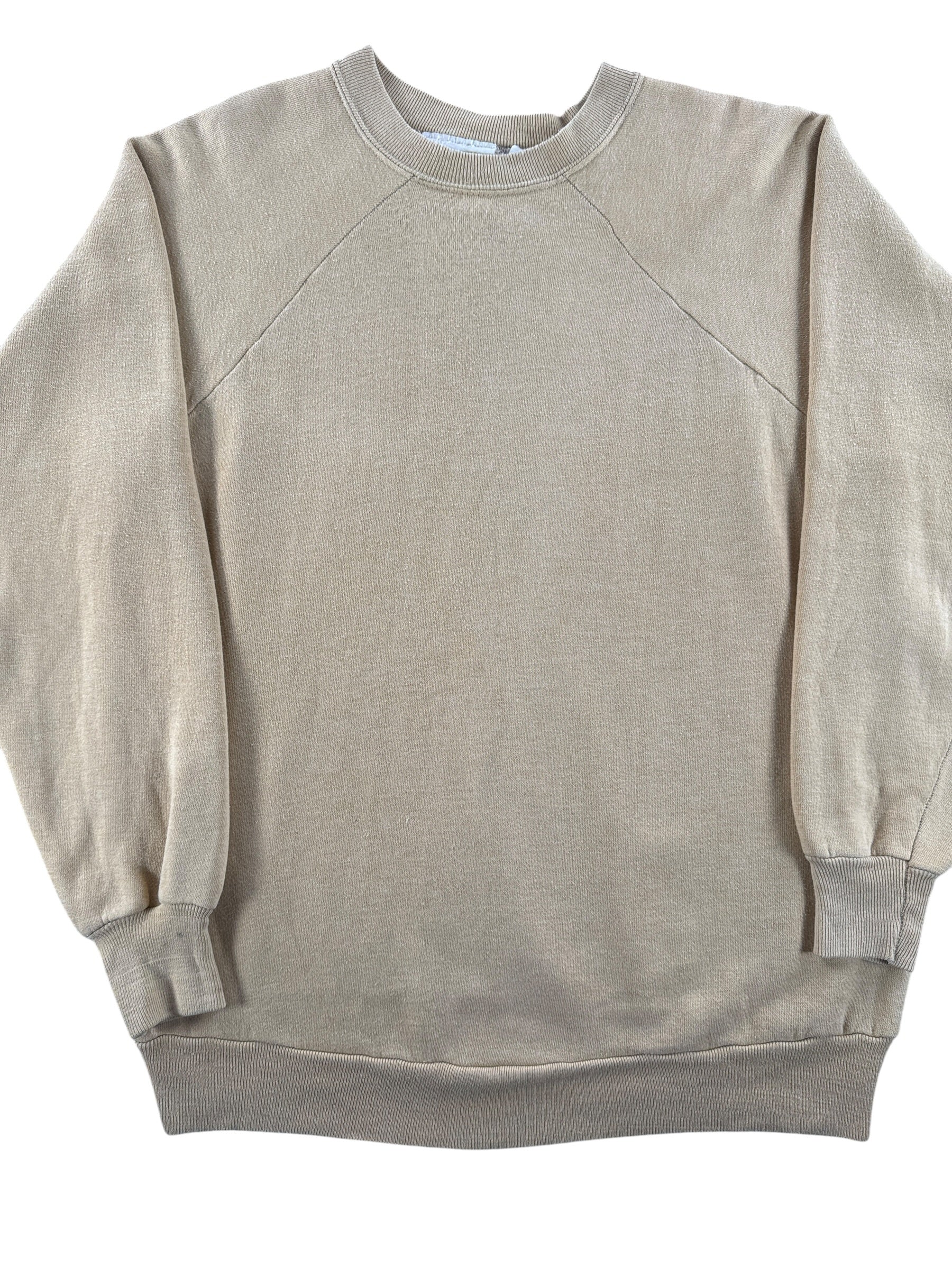 Front Close Up of Vintage Kingsroad Blank Beige Crewneck SZ XL (Fits M)