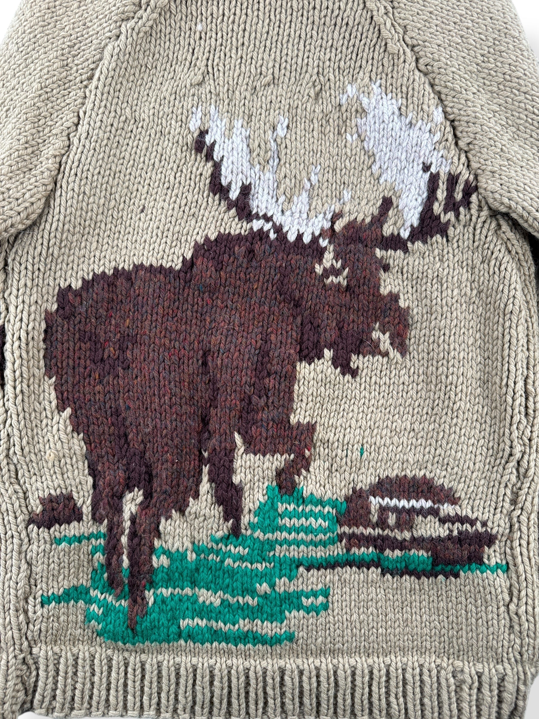 Back Design of Vintage Moose Cowichan Style Sweater SZ XS