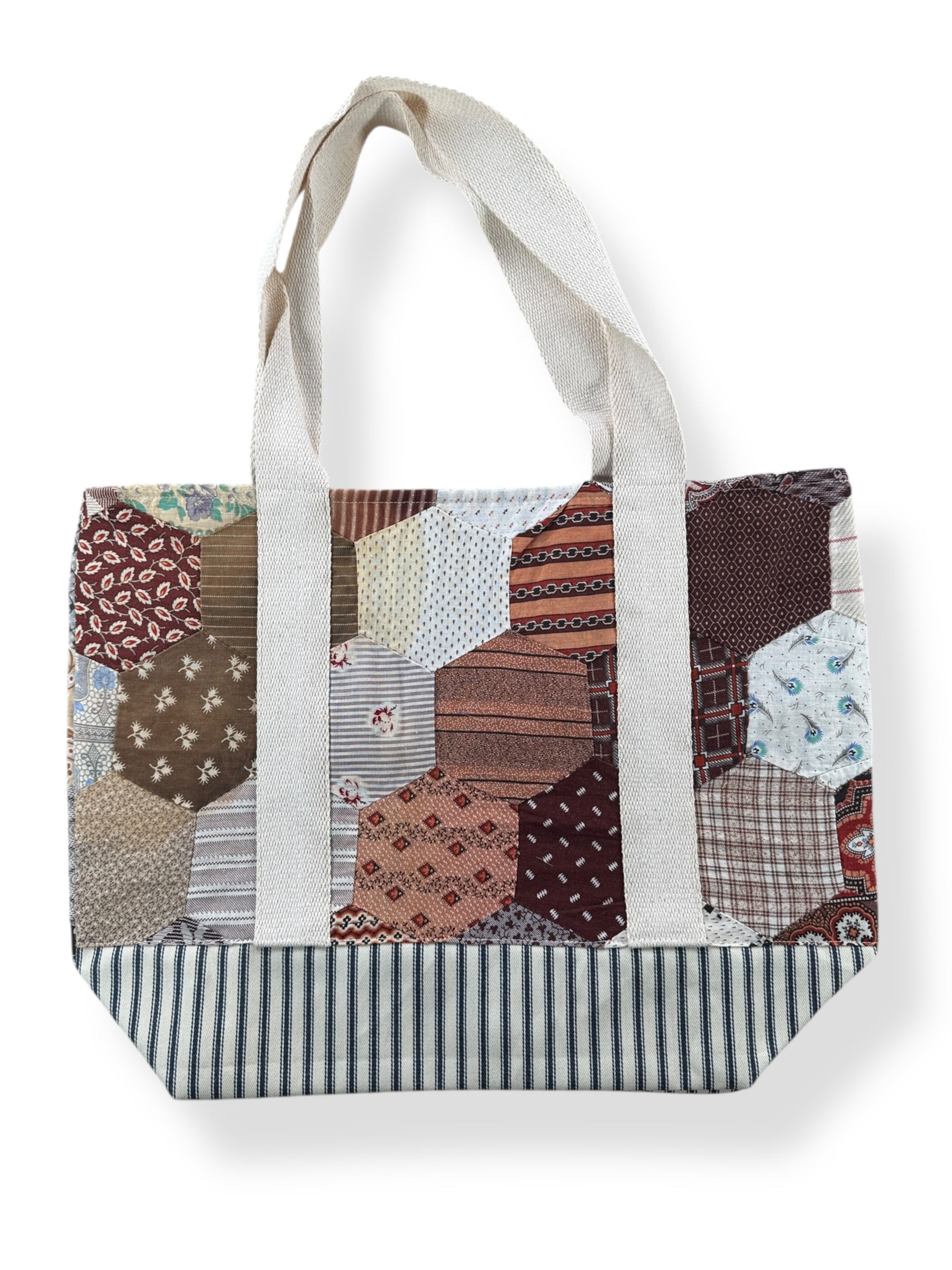Side A of Archive Craft X Barn Owl Vintage Quilt Tote Bag