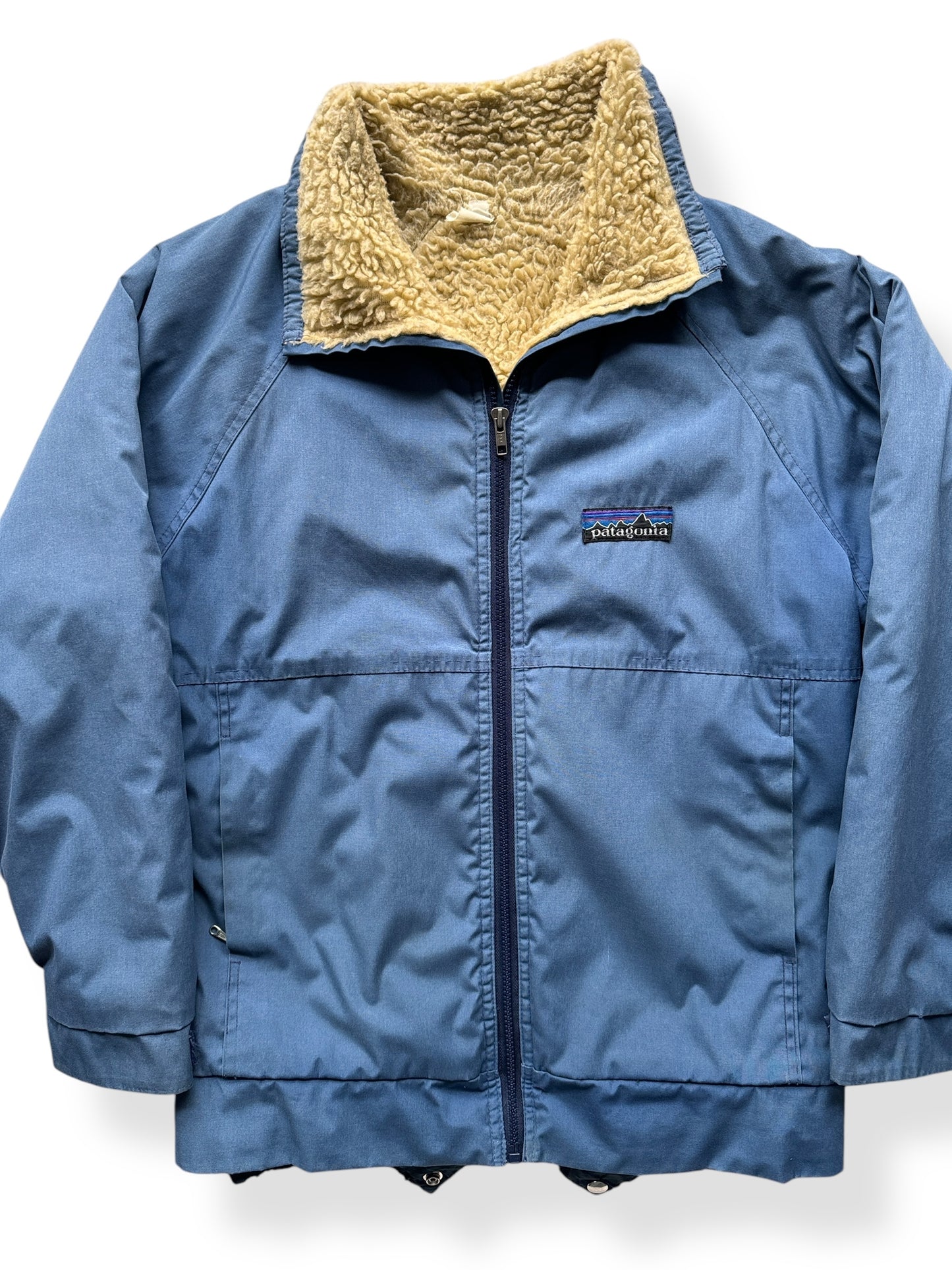 Front Close Up of Vintage 80s Patagonia Deep Pile Lined Jacket SZ S