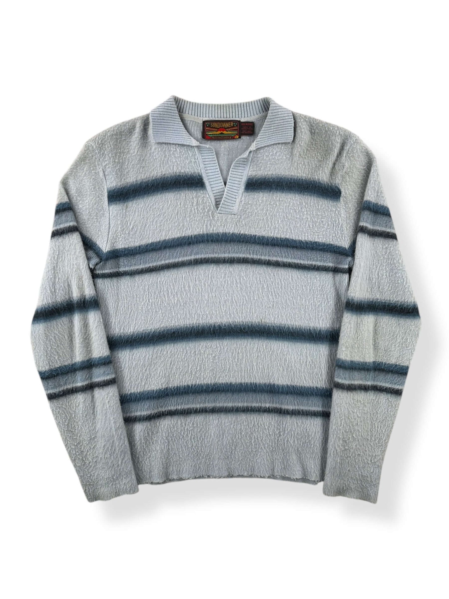 Front of Vintage Sundowner Fake Mohair Collared Sweater SZ L