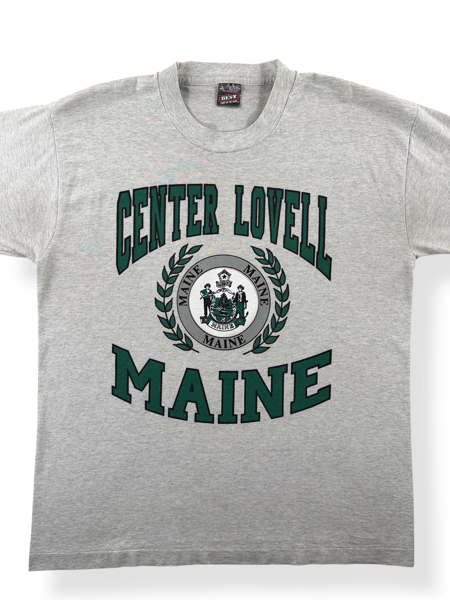 Front Close Up of Vintage Center Lovell Maine Tee SZ L