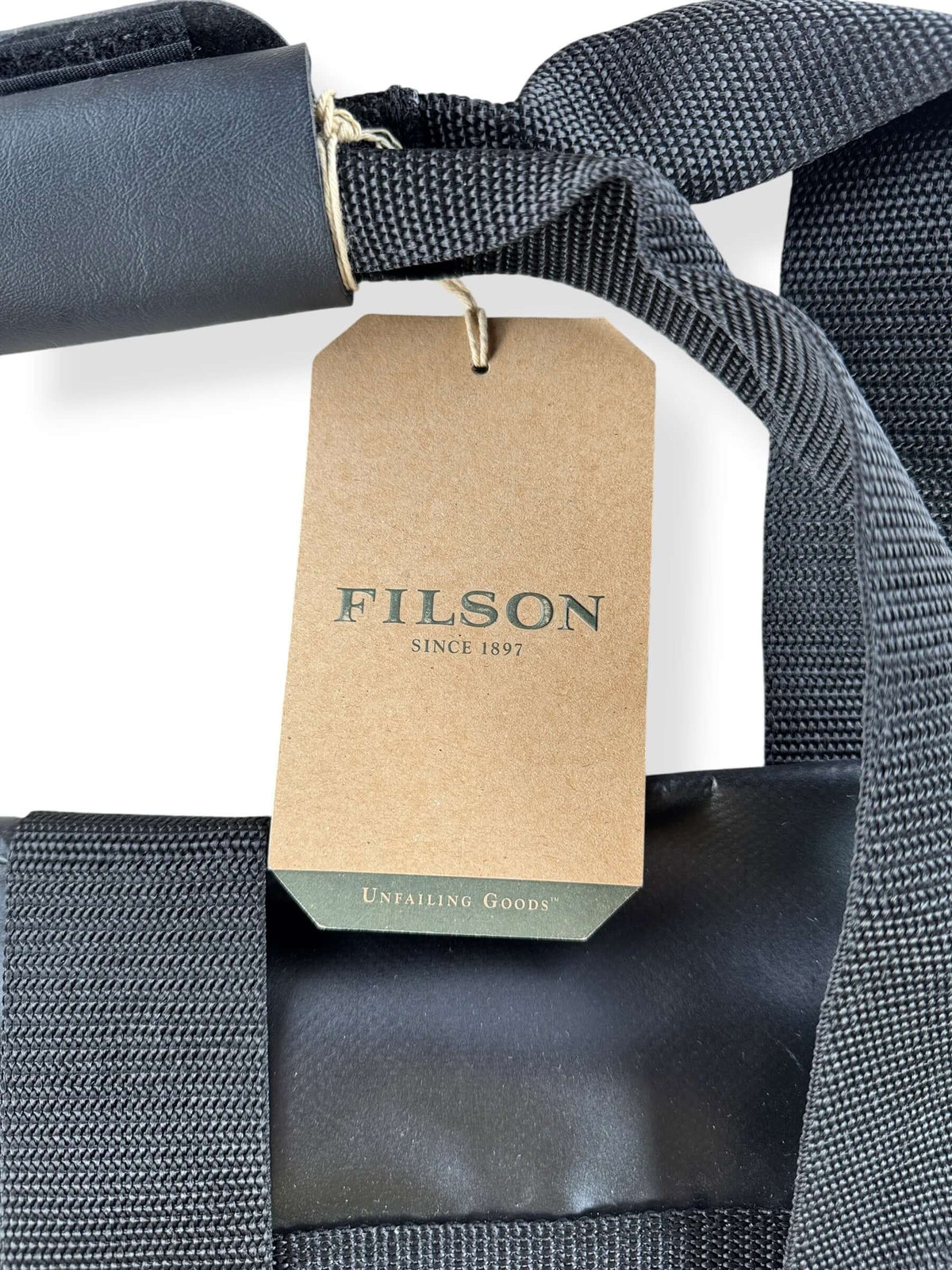 Filson price tags on Filson Dry Duffel Small Design Production Sample