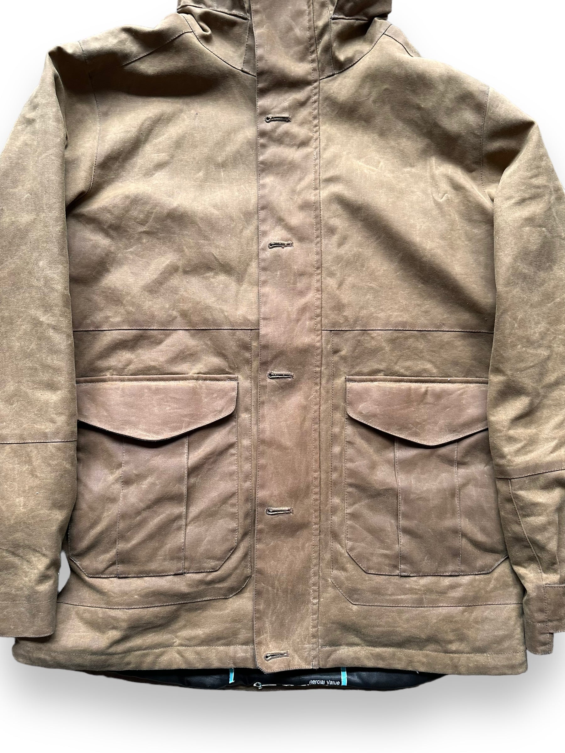 Front Chest View of Filson X Burton Sentry Snowboarding Jacket SZ L |  Barn Owl Vintage Goods | Filson Workwear Seattle