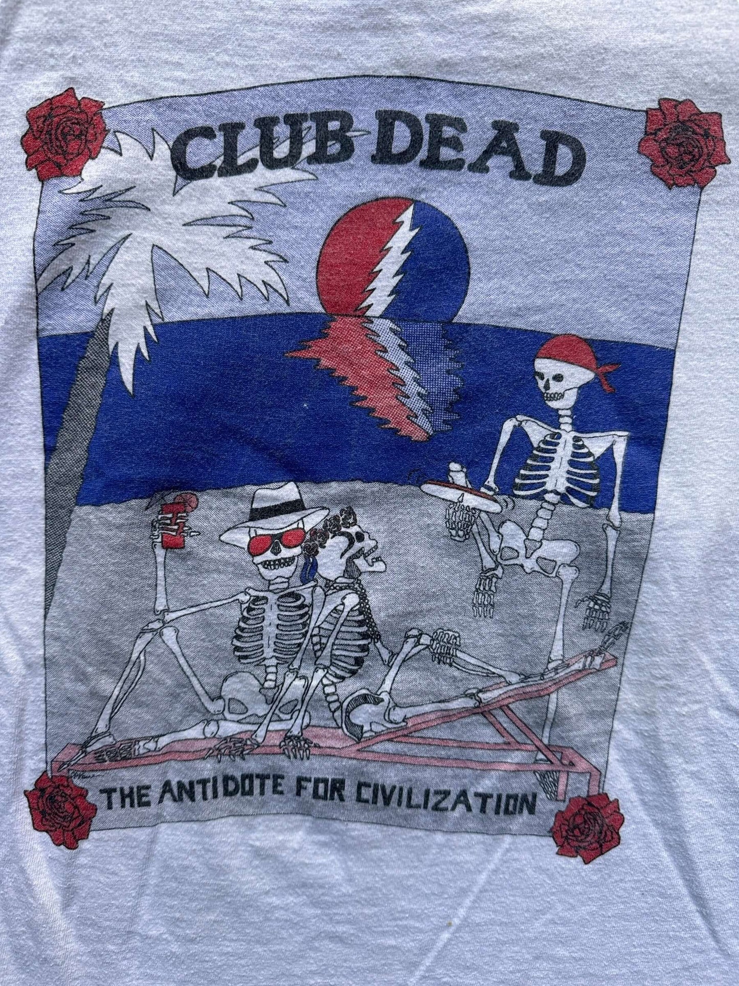 Graphic Close Up on Vintage Club Dead Grateful Dead Single Stitch Tee SZ M