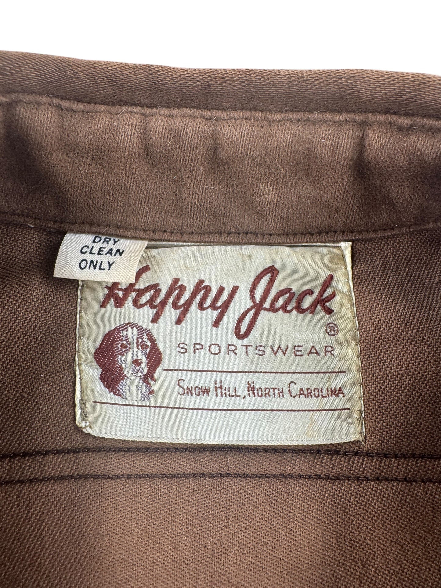 Label on Vintage 70s Happy Jack Moleskin Shirt SZ L