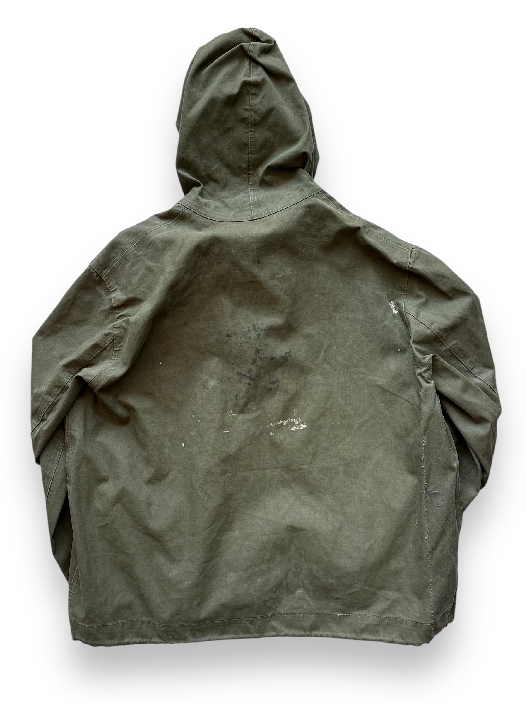 back of Vintage WWII Era Foul Weather Smock SZ M